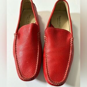 Men’s Taryn Rose Red Thick Soft Leather Driving Slip-On Loafers. Size 10 Italy
